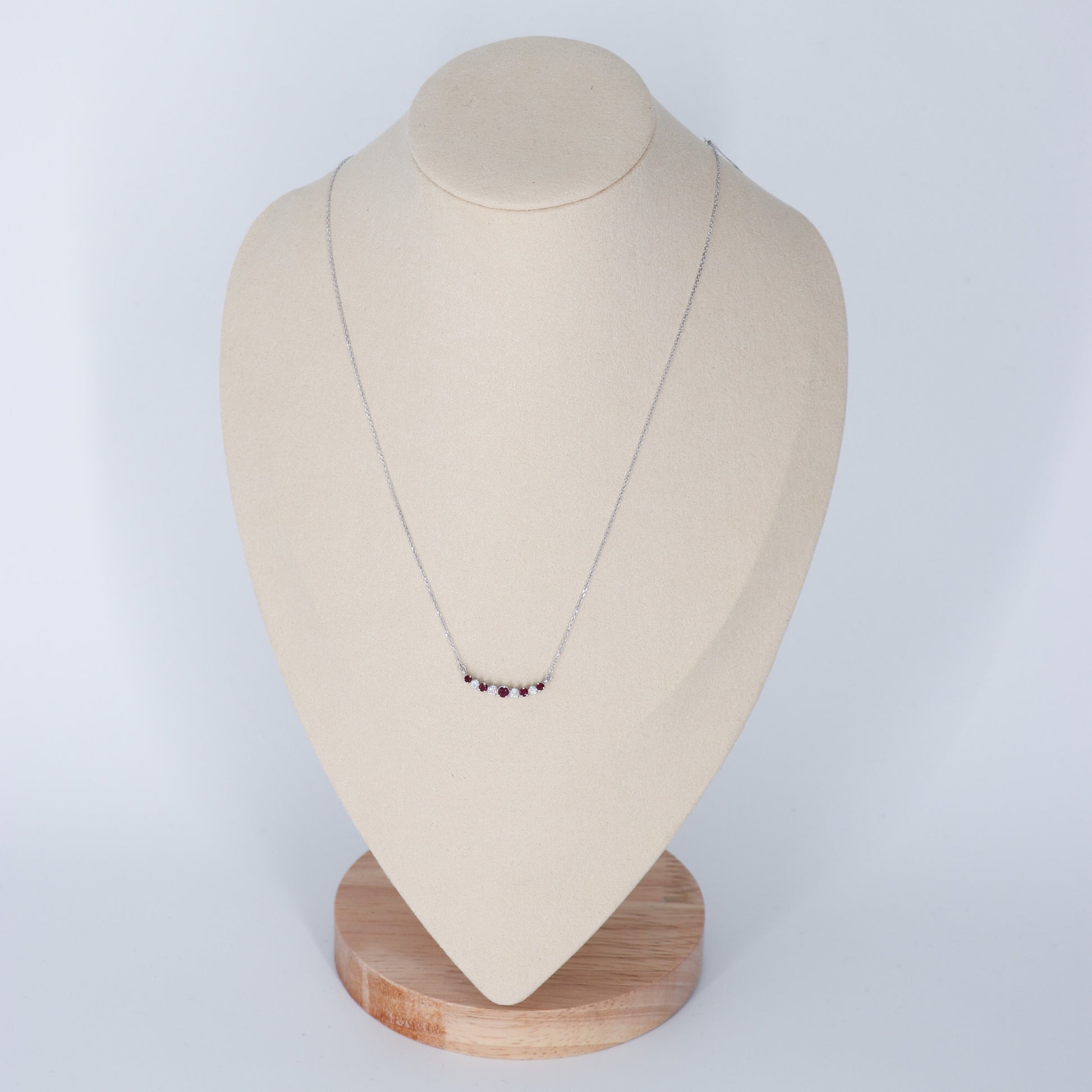 COLLAR DIAMANTES .24ct/.50ct RUBIE ORO BCO 14K