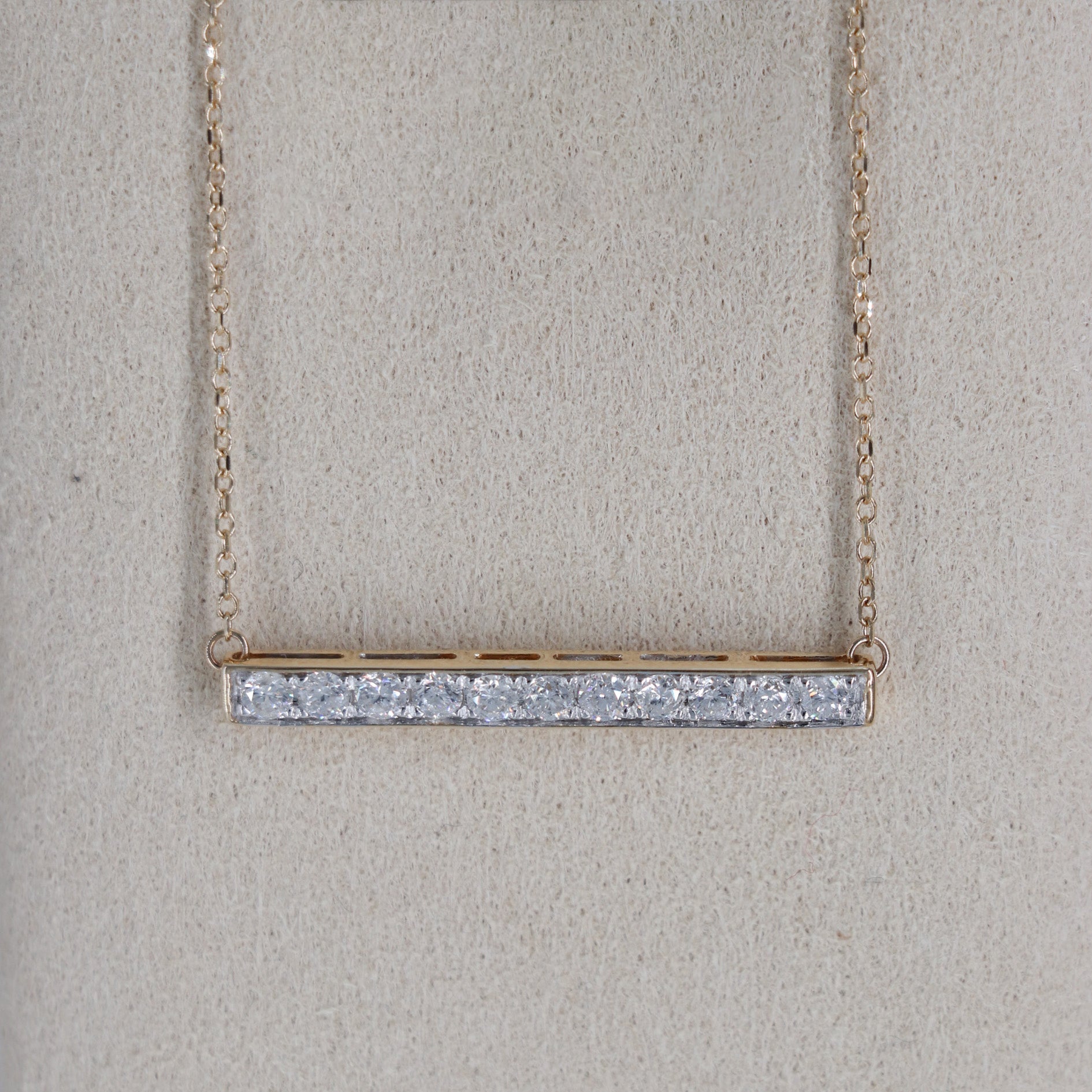 COLLAR BARRITA DIAMANTES .50ct ORO AMA 14K