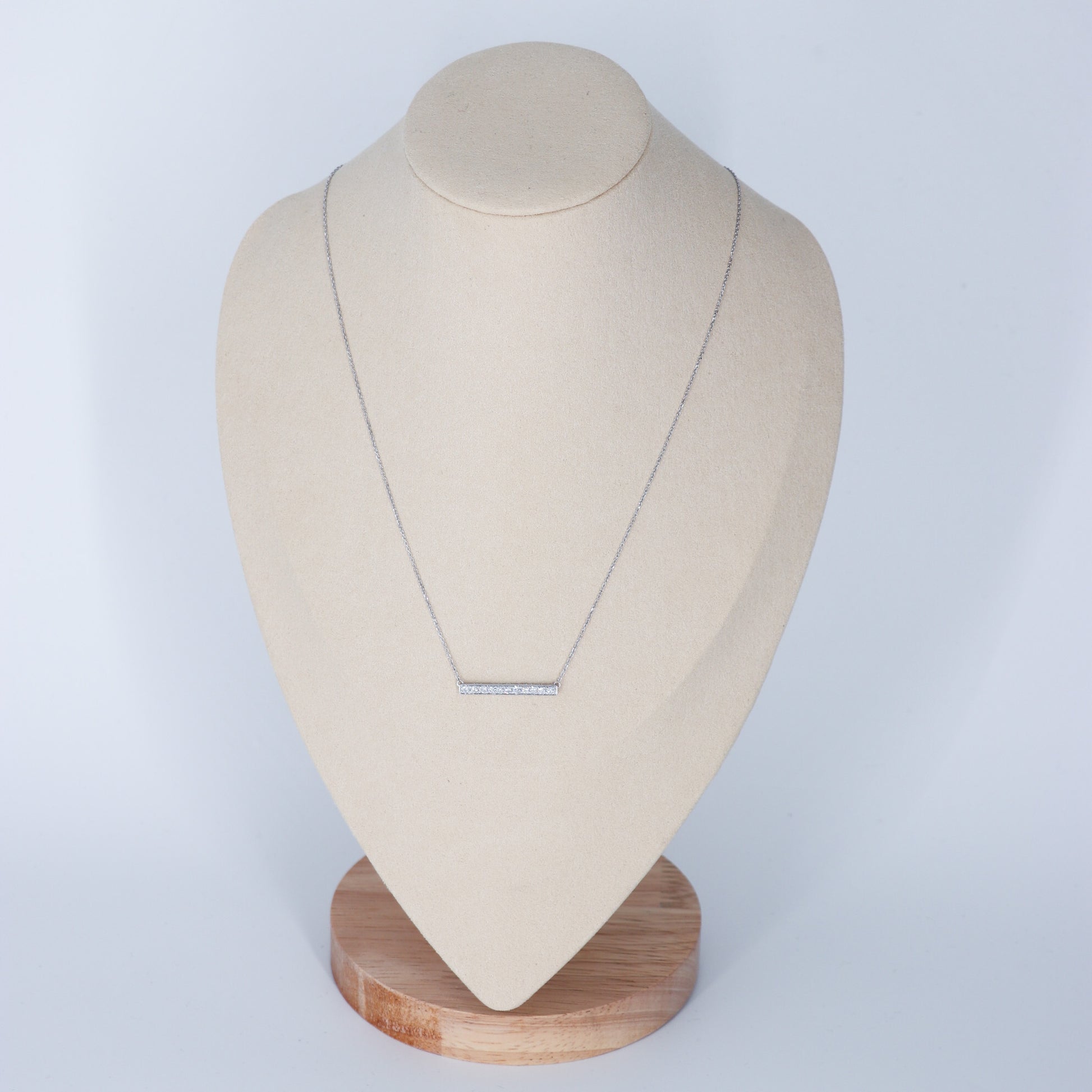 COLLAR BARRITA DIAMANTES .50ct ORO BCO 14K