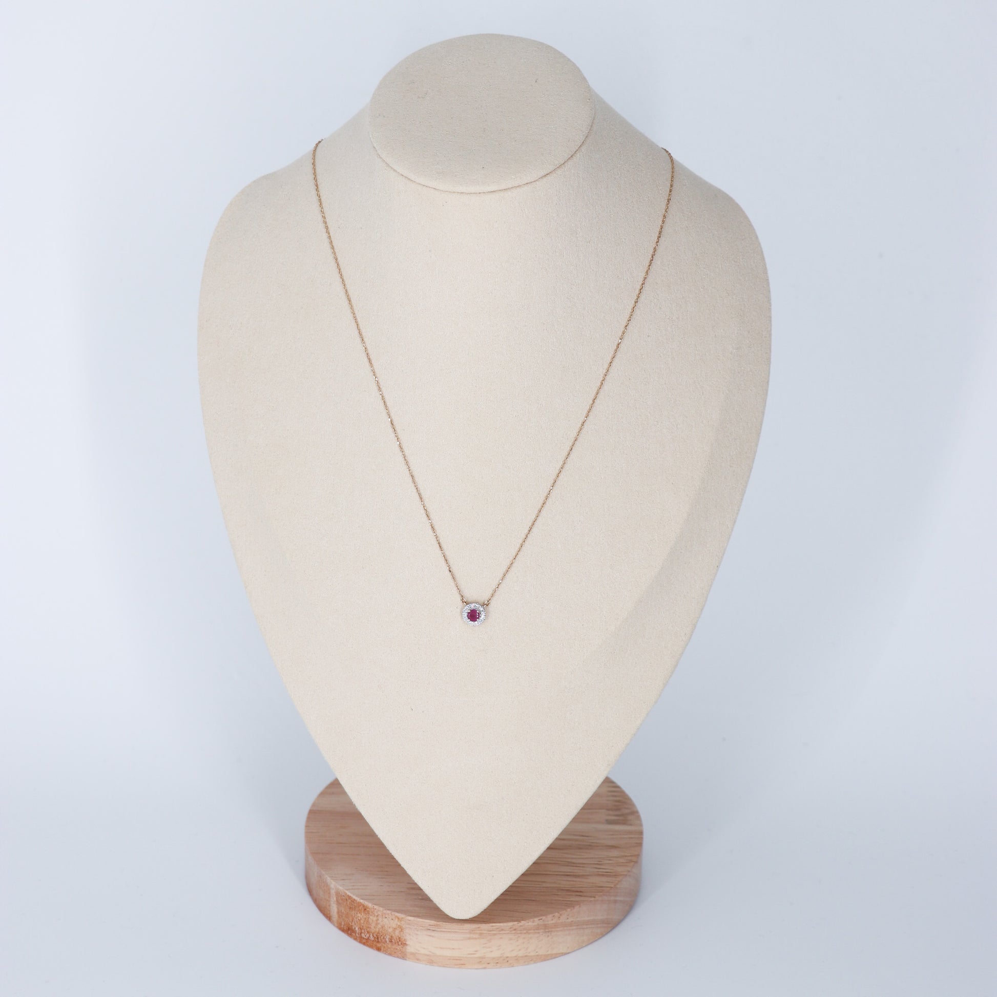 DIJE .10pts DIAMANTE/.30ct RUBI 4mm SI ORO AMA 14K