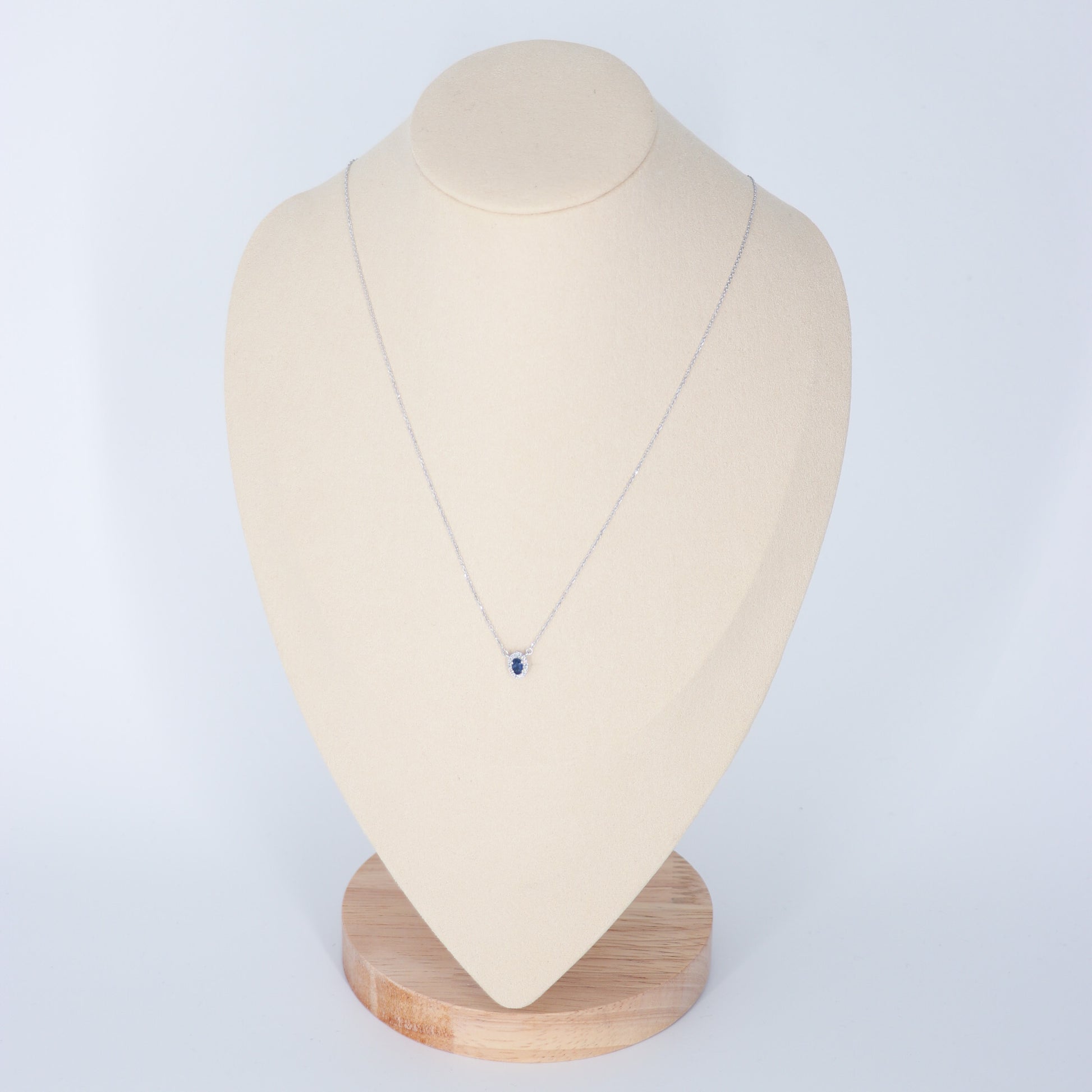 DIJE 14K SI ORO BLANCO DIAMANTE 0.09 CT, ZAFIRO 5X3