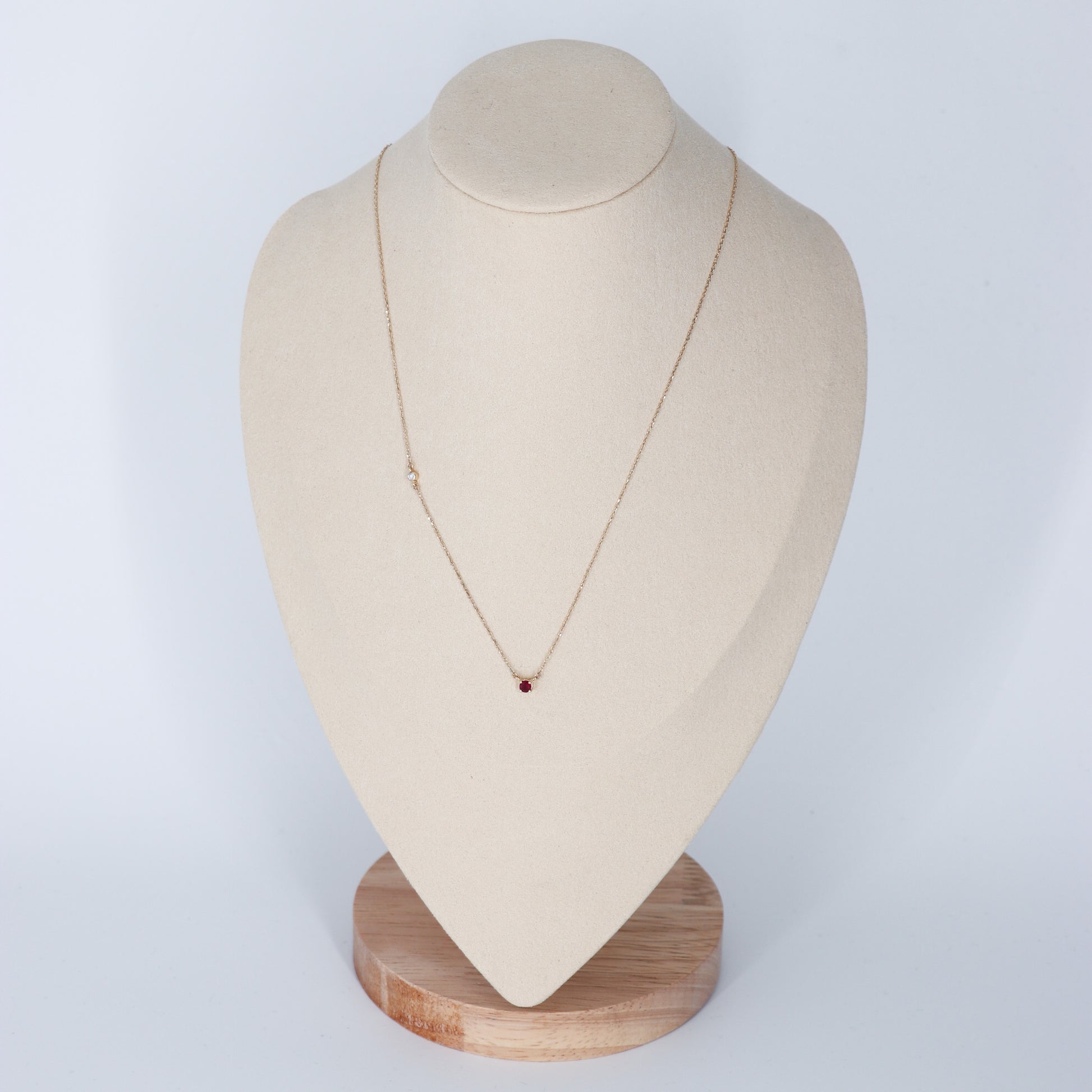 DIJE C/CADENA DIAMANTE .03ct/.20ct RUBIE RD ORO AMA 14K