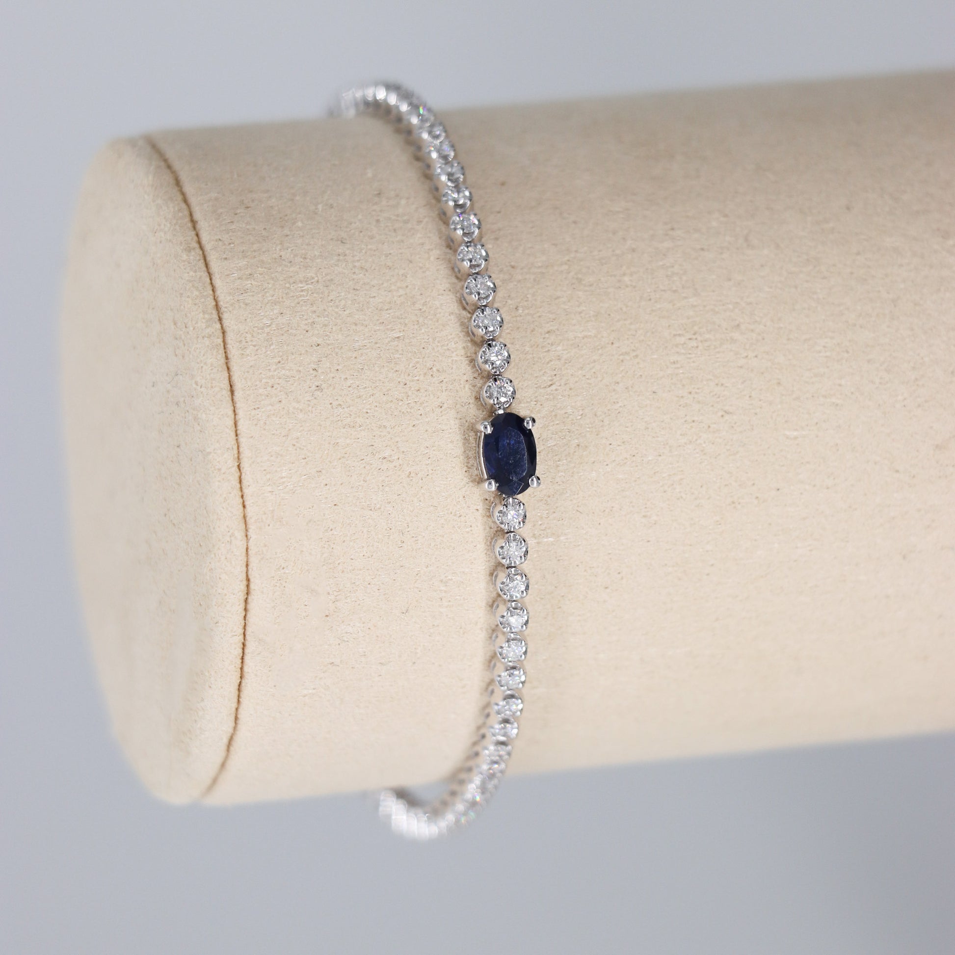 TENIS BRACELET DIAMANTES .95ct/.60ct ZAF OVAL ORO BCO 14K