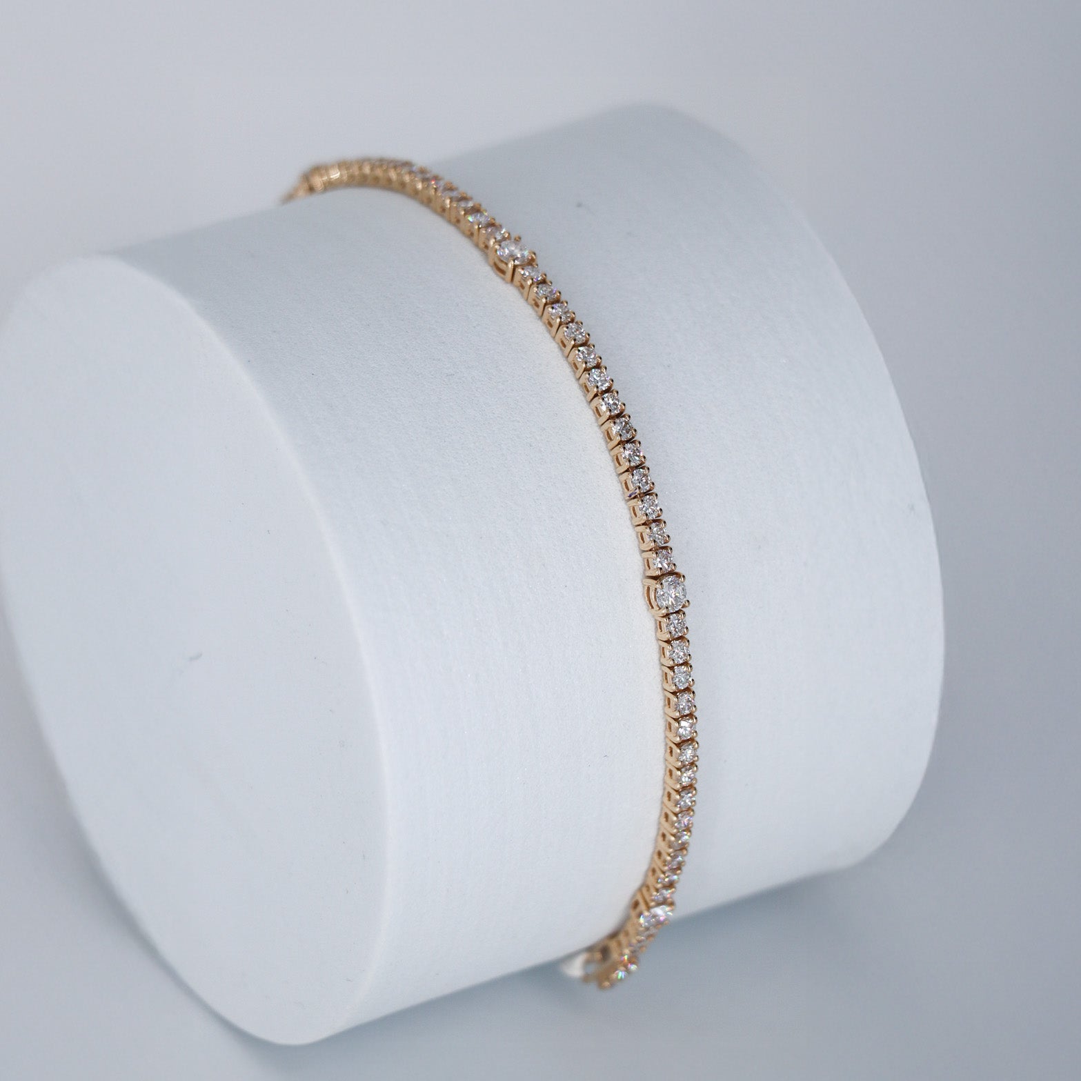 TENIS BRACELET DIAMANTES 3.2ct ORO AMA 14K 6.75" LABORATORIO