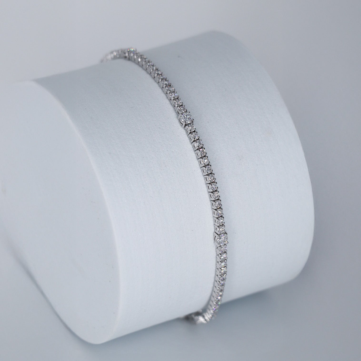 TENIS BRACELET DIAMANTES 3.2ct ORO BCO 14K 6.75" LABORATORIO